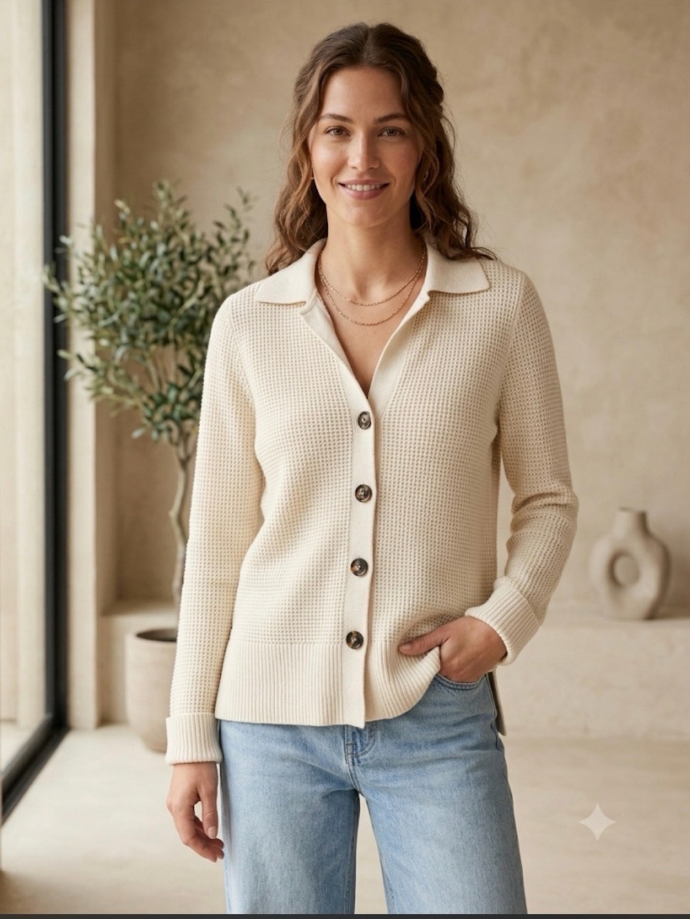 J.Jill Textured Knit Button Cardigan Sweater – Women’s Ivory/Cream XS Petite